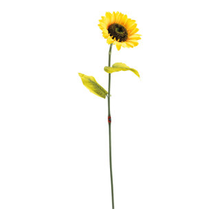 Sonnenblume aus Kunststoff/Kunstseide, 2 Blätter     Groesse: 100cm, Blüte: Ø 26cm    Farbe: gelb/grün