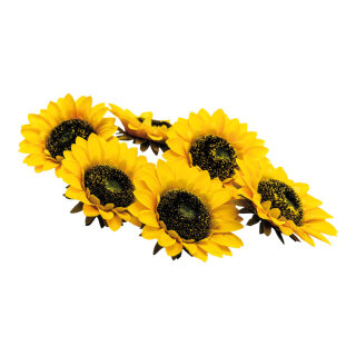 Sonnenblumenblüten 6 Stk./Btl., aus Kunstseide     Groesse: Ø 14cm    Farbe: gelb