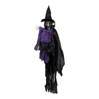 Hexenfigur aus Kunststoff/Textil, bewegliche Arme, 3x LR44 Batterien erforderlich     Groesse: 146x65cm    Farbe: schwarz/bunt