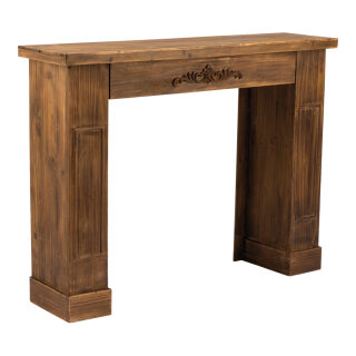 Kamin 3-teilig, aus Tannenholz, zum Zusammensetzen     Groesse: 100x76x26cm    Farbe: braun