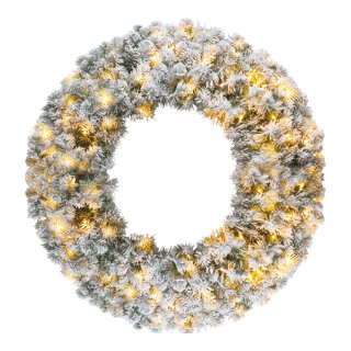 Edeltannenkranz      Groesse: mit 100 warm weiße LEDs, 440 Tips, aus Kunststoff (PVC), Ø 90cm    Farbe: weiß/grün
