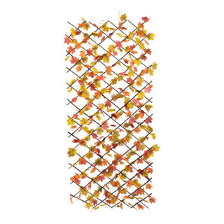 Zaun mit Ahornblättern aus Weidenholz/Kunstseide     Groesse: 120x200cm    Farbe: braun/rot