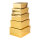 Geschenkboxen 5 Stk./Set,, glänzend, rechteckig, ineinander passend     Groesse: 22x19x10cm, 20,5x17x9cm & 19x15,5x8cm, 17,5x14x7cm, 16x12x6cm    Farbe: gold