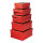 Geschenkboxen 5 Stk./Set,, glänzend, rechteckig, ineinander passend     Groesse:22x19x10cm, 20,5x17x9cm & 19x15,5x8cm, 17,5x14x7cm, 16x12x6cm    Farbe:rot
