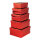 Geschenkboxen 5 Stk./Set,, glänzend, rechteckig, ineinander passend     Groesse: 22x19x10cm, 20,5x17x9cm & 19x15,5x8cm, 17,5x14x7cm, 16x12x6cm    Farbe: rot