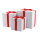Geschenkboxen 3 Stk./Set,, mit Satinschleife, ineinander passend     Groesse: 30x30x30cm,25x25x25cm, 20x20x20cm    Farbe: weiß/rot