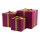 Geschenkboxen 3 Stk./Set,, mit Satinschleife, ineinander passend     Groesse:30x30x30cm,25x25x25cm, 20x20x20cm    Farbe:lila/gold