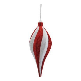 Ornament aus Kunststoff, spiralförmig, beglittert, mit Hänger     Groesse: 20cm    Farbe: rot/weiß