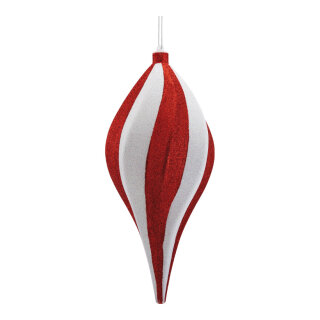 Ornament aus Kunststoff, spiralförmig, beglittert, mit Hänger     Groesse: 30cm    Farbe: rot/weiß