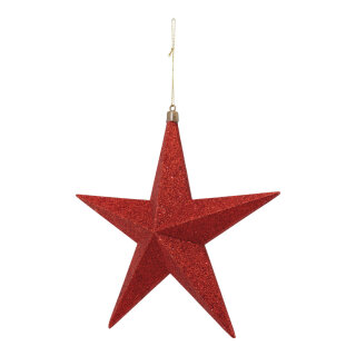 Stern aus Kunststoff, beglittert, mit Hänger     Groesse: 20cm    Farbe: rot