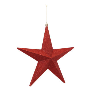 Stern aus Kunststoff, beglittert, mit Hänger     Groesse: 30cm    Farbe: rot