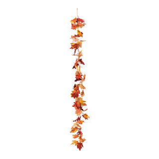 Ahornblattgirlande aus Kunstseide/Kunststoff, mit Haken zum Hängen     Groesse: 175cm    Farbe: rot/orange