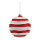 Weihnachtskugel aus Kunststoff, wellenförmig, mit Hänger     Groesse:Ø 15cm    Farbe:rot/weiß