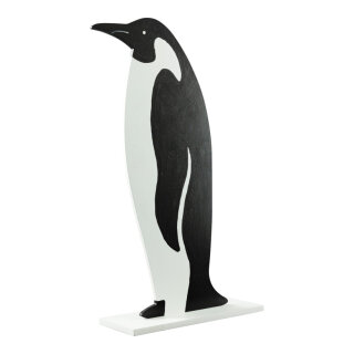 Pinguin 2-teilig, aus MDF, stehend     Groesse: 60x37cm, Standplatte: 34x12cm    Farbe: schwarz/weiß