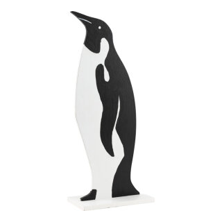 Pinguin 2-teilig, aus MDF, stehend     Groesse: 40x19cm, Standplatte: 16,5x9cm    Farbe: schwarz/weiß