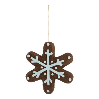 Lebkuchen »Schneeflocke« aus Styropor, mit Hänger     Groesse: 20cm, Dicke: 2cm    Farbe: braun/weiß