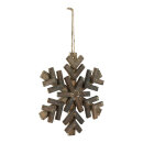 Schneeflocke aus Holz, mit Jute Hänger     Groesse:...