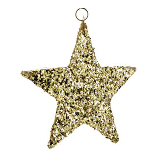Sisalstern aus Kunststoff/Metall, mit Pailletten, Hänger     Groesse: 20cm    Farbe: gold