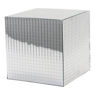 Mirror cube out of styrofoam     Size: 20cm    Color: silver