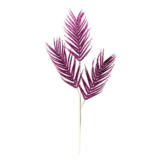 Palmblattzweig aus Kunststoff, beglittert, biegsam     Groesse: 80cm    Farbe: fuchsia