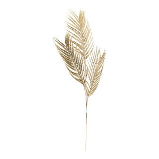 Palmblattzweig aus Kunststoff, beglittert, biegsam     Groesse: 80cm    Farbe: gold
