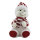 Schneemann aus Styropor/Stoff, sitzend, mit Mütze     Groesse: 28x19cm    Farbe: weiß/rot