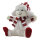 Schneemann aus Styropor/Stoff, sitzend, mit Mütze     Groesse: 23x12cm    Farbe: weiß/rot