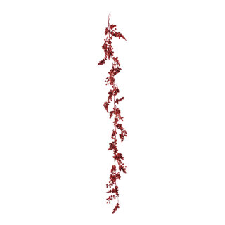 Beerengirlande aus Kunststoff, beglittert     Groesse:153cm    Farbe:rot