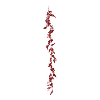 Beerengirlande aus Kunststoff, beglittert     Groesse: 153cm    Farbe: rot