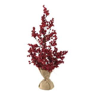 Beerenbaum aus Kunststoff, im Jutebeutel     Groesse: 58cm    Farbe: rot/braun