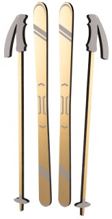 Skier im 4-er Set, aus MDF     Groesse: 70cm, Stöcke: 46x6cm    Farbe: gold/weiß