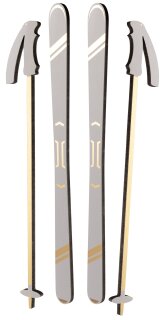 Skier im 4-er Set, aus MDF     Groesse: 70cm, Stöcke: 46x6cm    Farbe: weiß/gold
