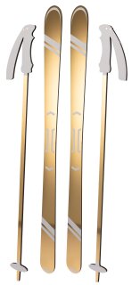 Skier im 4-er Set, aus MDF     Groesse: 174x14cm, Stöckchen: 114x14,5cm    Farbe: gold/weiß