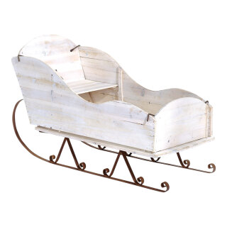 Deko-Schlitten Holz gewischt     Groesse: 100x40x60cm    Farbe: weiß
