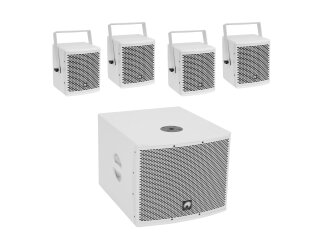 OMNITRONIC Set MOLLY-12A Subwoofer active + 4x MOLLY-6 Top 8 Ohm, white