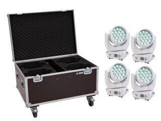 EUROLITE Set 2x LED TMH-X4 Moving-Head Wash Zoom ws + EU Case with wheels