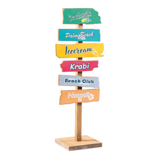 Signpost with 8 directional arrows, out of MDF     Size: 122cm, sign: 30-45cm    Color: multicoloured