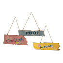 Signposts set of 3, out of MDF, to hang     Size: 30x10cm...