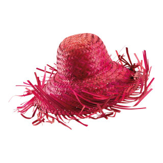 Straw hat out of natural material     Size: Ø 45cm, inside: Ø 20cm    Color: fuchsia