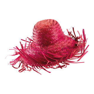 Strohhut aus Naturmaterial     Groesse: Ø 45cm, innen: Ø 20cm    Farbe: fuchsia