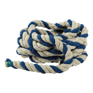 Rope out of cotton     Size: 5m, thickness: 24mm    Color: blue/white