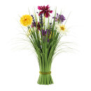 Grass bundle with spring flowers, out of plastic...