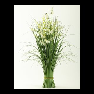Grass bundle with lily of the valley, out of plastic     Size: 70cm, base: Ø 10cm, width: Ø 30cm    Color: green/white