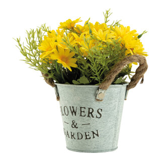 Daisy in pot out of plastic/artificial silk     Size: 20cm, pot: Ø 11cm    Color: yellow