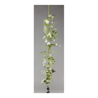 Daisy garland out of artificial silk/plastic, flexible, one-sided decorated     Size: 150cm    Color: white