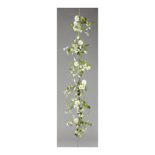 Flower garland out of artificial silk/plastic, flexible, one-sided decorated     Size: 150cm    Color: white