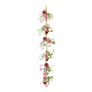 Flower garland out of artificial silk/plastic, flexible, one-sided decorated     Size: 150cm    Color: pink