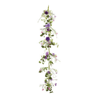 Flower garland out of artificial silk/plastic, flexible, one-sided decorated     Size: 150cm    Color: purple