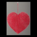 Heart out of wire with cotton, flat, with hanger...