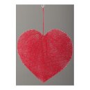 Heart out of wire with cotton, flat, with hanger...